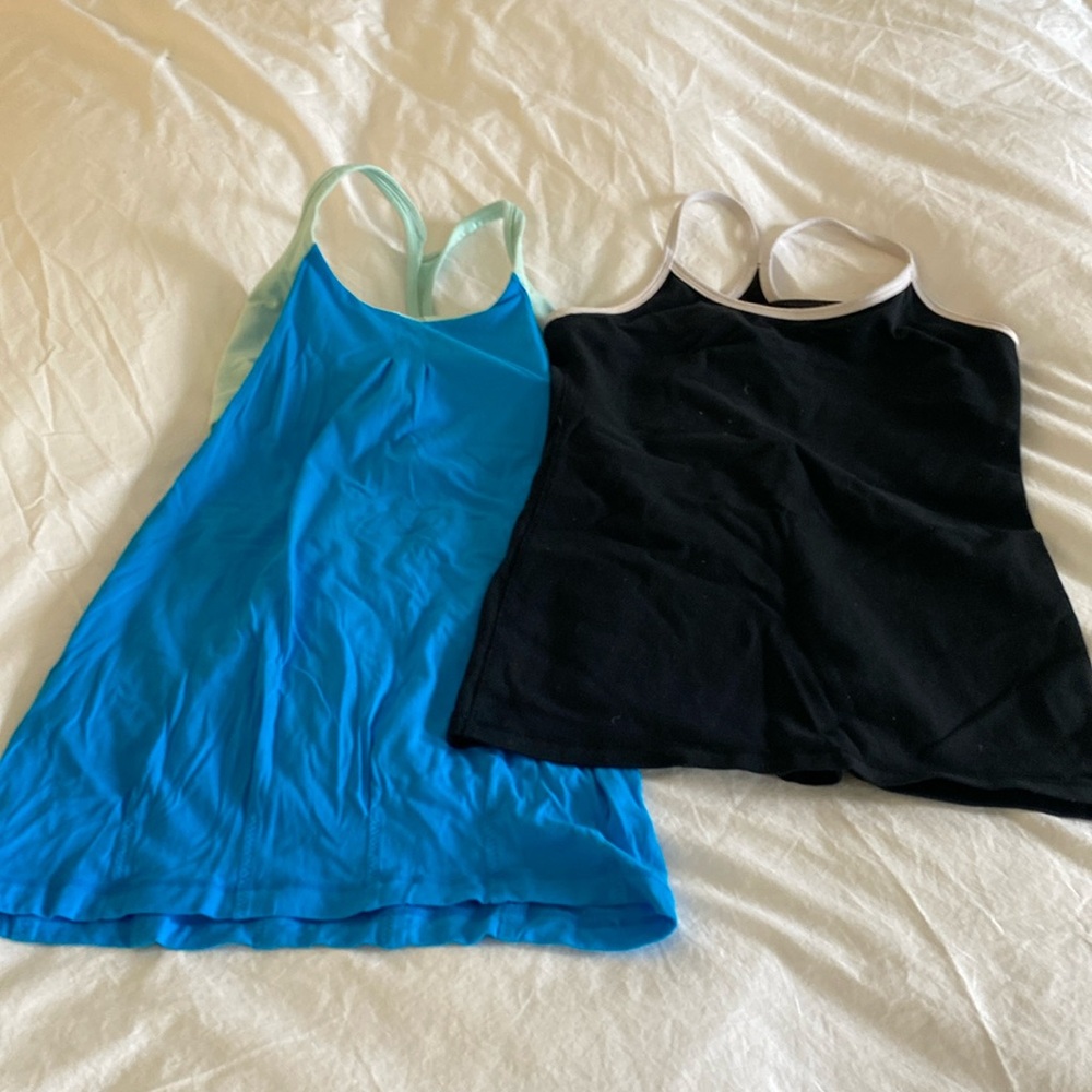 lululemon athletica Blue and Black Tank Tops
